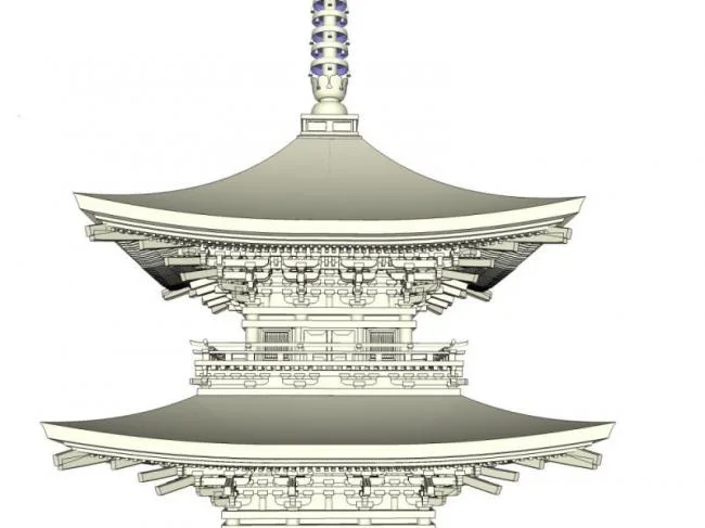 SketchUp Model: Multi-Story Ancient Chinese Tower Architecture