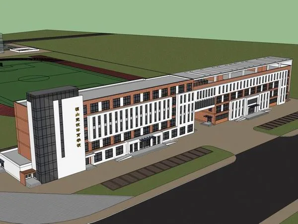 Sketchup School Model | Multi story Teaching Building, Fushan Sports School Middle School, Campus Education Architecture, Modern Style