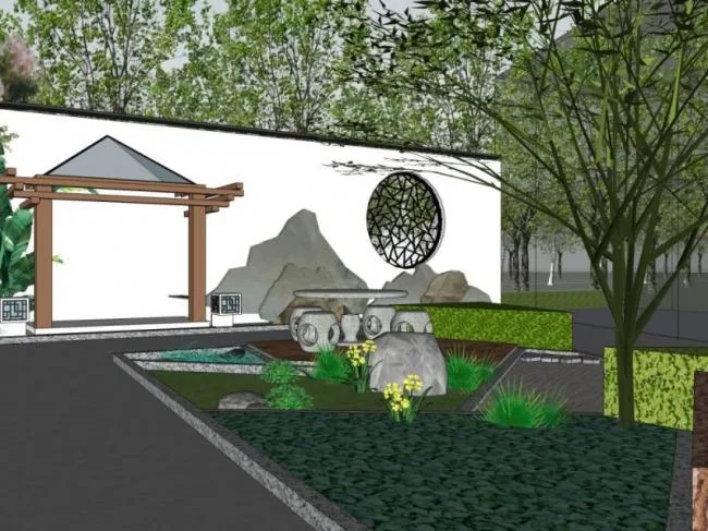 Sketchup Landscape Model | Courtyard Landscape, Chinese Style