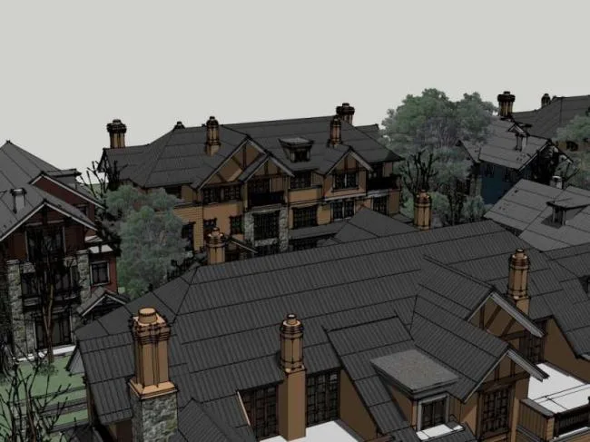 Sketchup Villa Model | Twin Villa Cluster, Classical Style