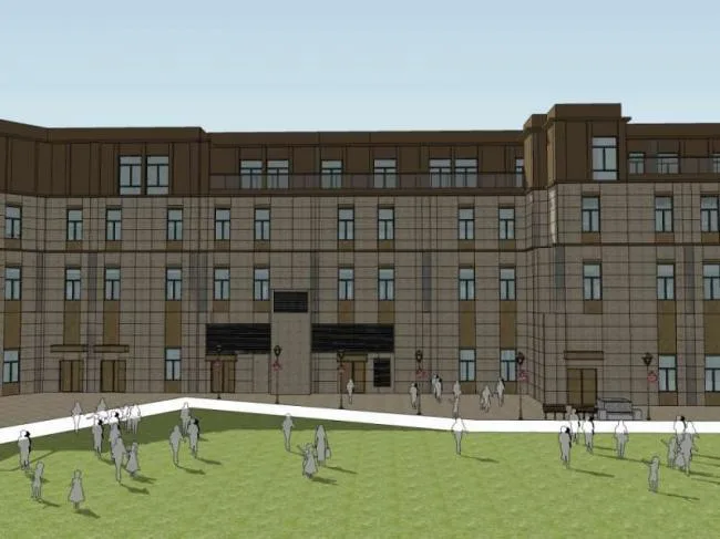 Sketchup Business Model | Multi story Commercial Street, Modern Style