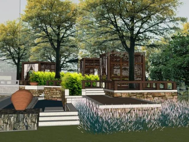 Sketchup Landscape Model | Clubhouse Landscape, Modern Style