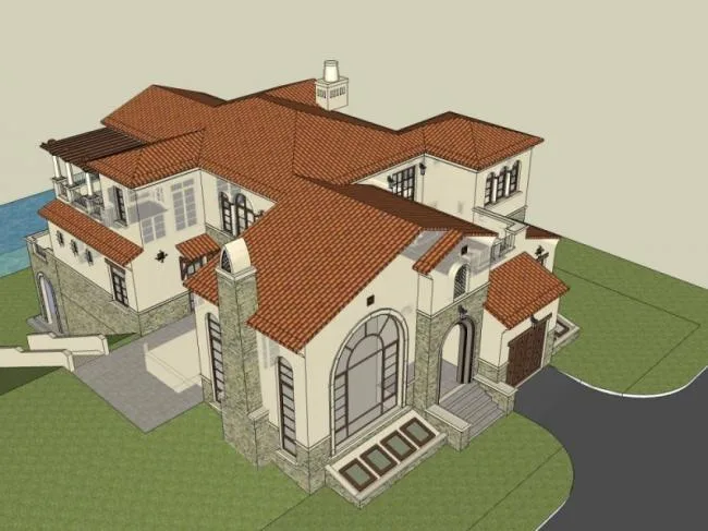 Sketchup Villa Model | Single Family Villa, Spanish Style