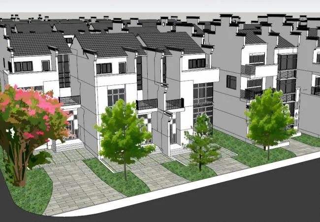 Sketchup Villa Model | Huizhou Villa Area, Classical Style