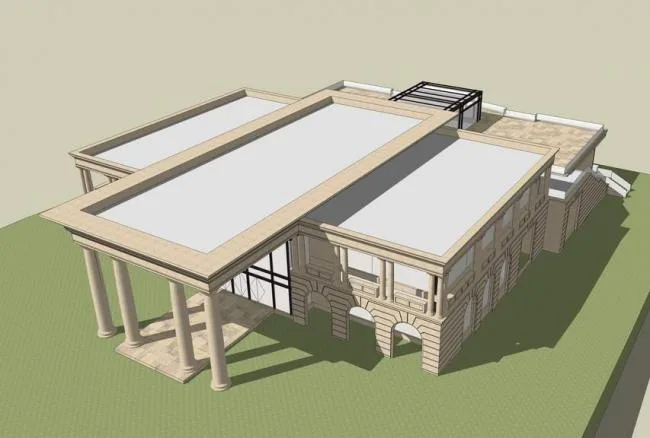 Sketchup Business Model | Multi story clubhouse, sales office, neoclassical style, commercial building
