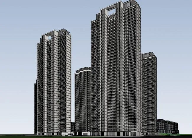 Sketchup Residential Model | Super High rise Residential Buildings, Residential Buildings, Modern Style