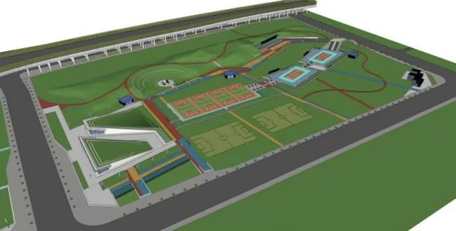 Sketchup Landscape Model | Sports Park Landscape, Modern Style, Basketball Court, Football Field, Badminton Court, Tennis Court