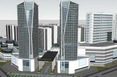 SketchUp Complex Model: Modern Multi-Story Urban High-Rise Mixed-Use Development-BIM WORLD