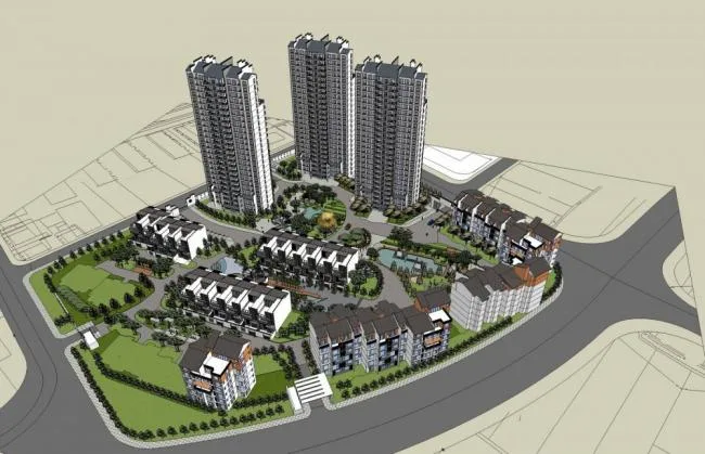 Sketchup Residential Model | High rise residential communities, residential buildings, townhouses, garden villas, apartments, Chinese style