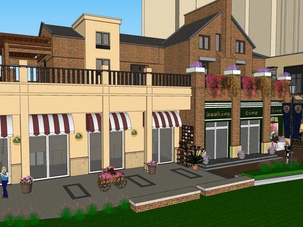 Sketchup Business Model | Multi story street commercial building, classical style