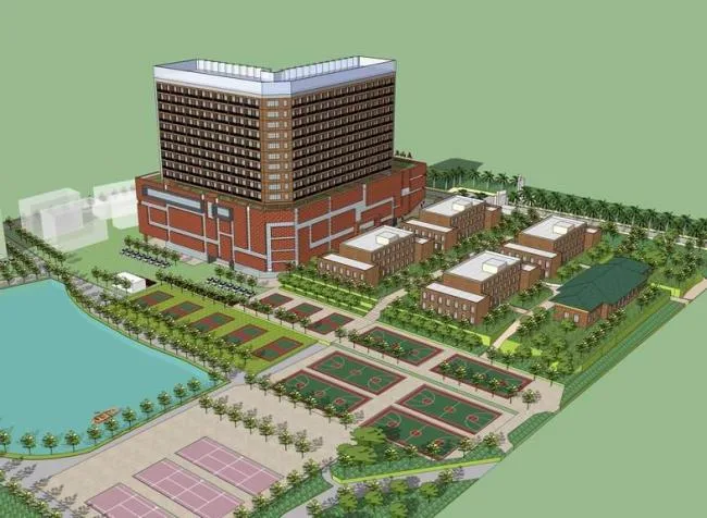 Sketchup School Model | Multi story high-rise mixed use, school office building, South China Normal University in Guangzhou, teaching building, campus, educational building, modern style