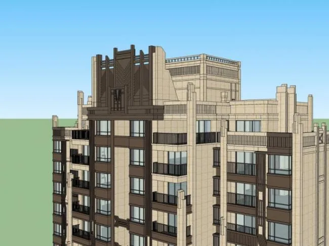 Sketchup Residential Model | Super Tall Residential, Classical Style