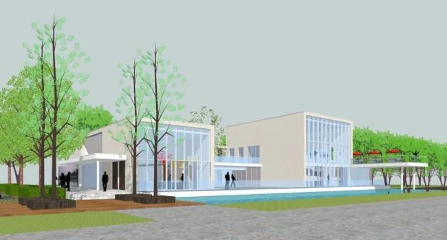 SketchUp Business Model: Modern Multi-Story Sales Office, Clubhouse, and Commercial Building Design