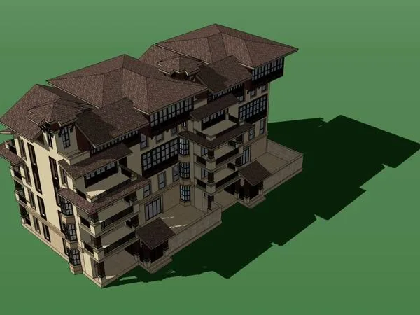 Sketchup Villa Model | Twin Villa, Classical Style