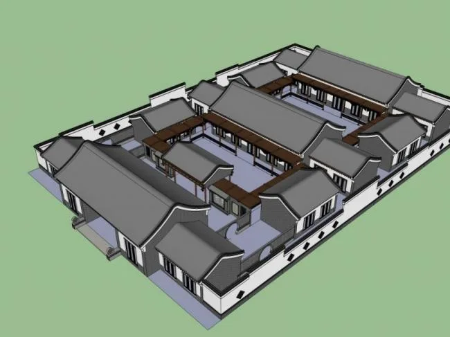 SketchUp Residential Design: Chinese-Style Courtyard Model