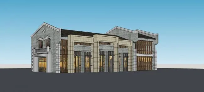 Sketchup Business Model | Multi story Small Commercial Building, Chinese Style