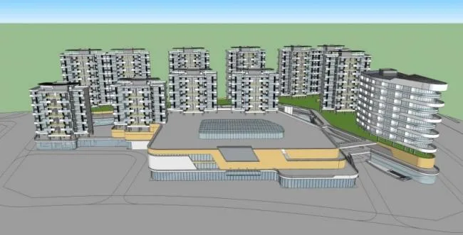 Sketchup Complex Model | Multi story Commercial and Residential Complex, Modern Style