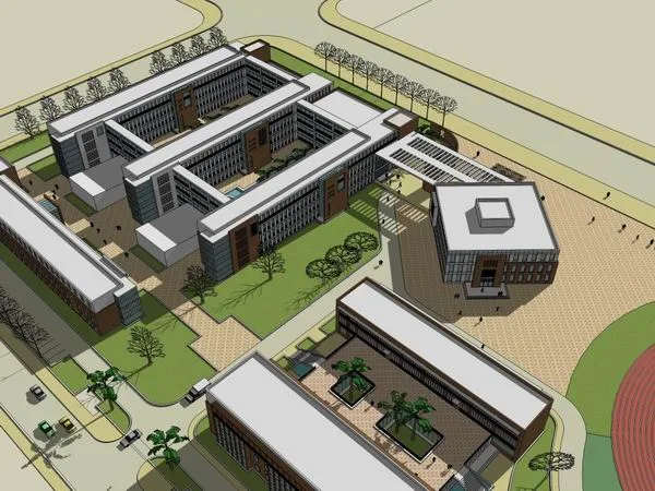 Modern Multi-Story Primary and Secondary School Campus Models in SketchUp