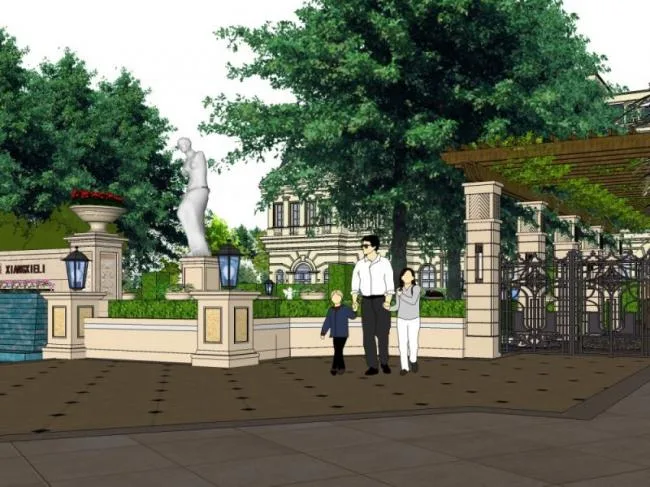 Sketchup Landscape Model | Community Landscape, Residential Landscape, French Style, Classical Style