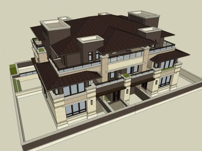Sketchup Villa Model | Townhouse, Classical Style