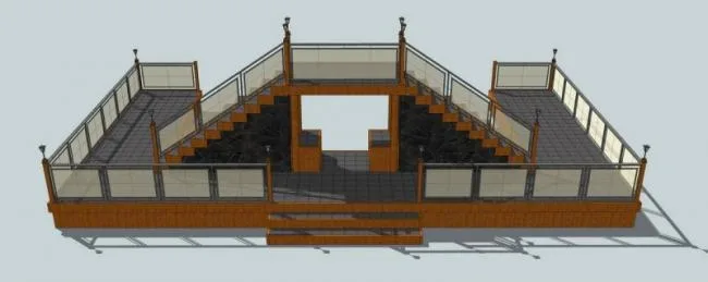 SketchUp Material Model | Landscape Materials for Bridge-Connected Outdoor Viewing Platforms