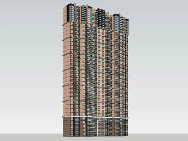 Sketchup Residential Model | High rise residential building, modern style, 25 floors