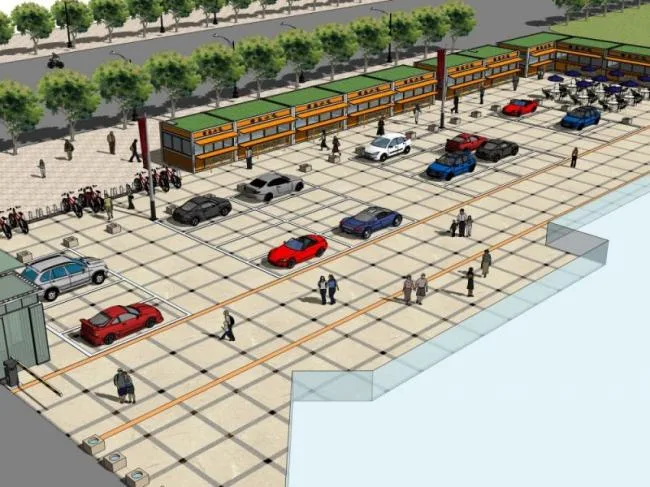 Sketchup Landscape Model | Square Landscape, Parking Lot Landscape, Modern Style