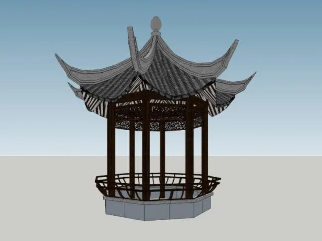 Sketchup Sketch Model | Pavilion, Chinese Style, Sketch