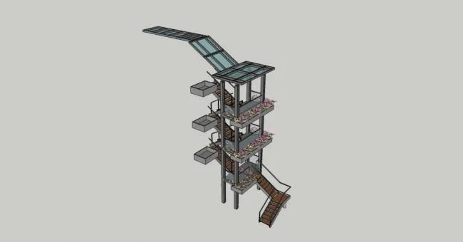 Sketchup Material Model | Building Components, Stairs, Multi story