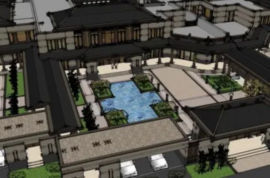 SketchUp Business Model: Multi-Story Commercial Street with Traditional Chinese Architecture-BIM WORLD
