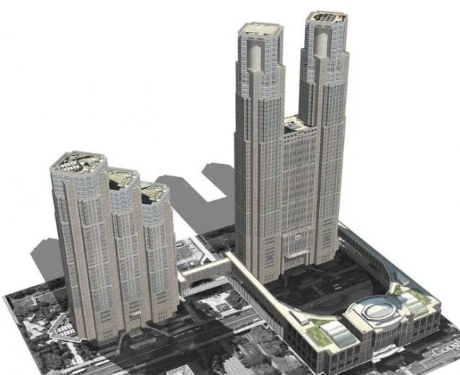 SketchUp Model of Tokyo Metro Government’s Classical-Style Super High-Rise Office Building