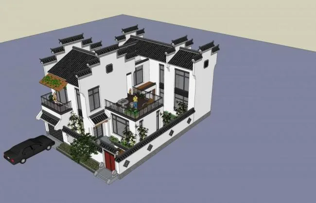 Chinese-Style Solo Villa Model in SketchUp