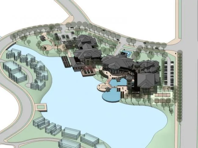 Sketchup Business Model | Low rise Mountain Club, Modern Style