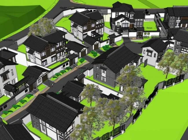 Sketchup Villa Model | Villa Cluster, Chinese Style