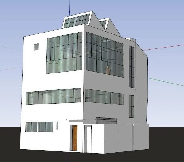 Sketchup Residential Model | Multi story Studio and Apartment, Corbusier, Modern Style