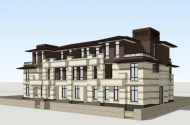 French Classical Style Row Villa Model in SketchUp-BIM WORLD