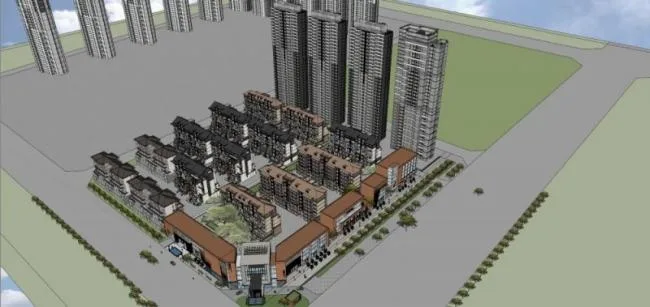 Sketchup Business Model | Multi story Commercial Street, Modern Style