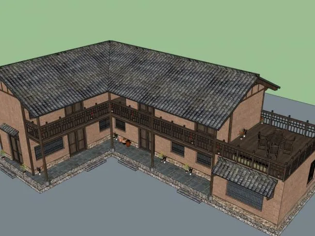 Sketchup Hotel Model | Homestay, Chinese Style, Hotel