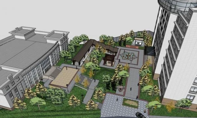 Sketchup Landscape Model | Office Landscape, Modern Style