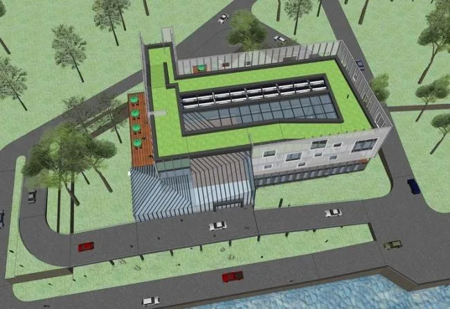 Sketchup Business Model | Multi story Commercial Club, Modern Style, Landscape