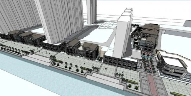 Sketchup Business Model | Multi story Commercial Street, Chinese Style