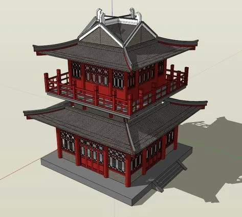SketchUp Model of Multi-Story Tang Dynasty Attic | Traditional Chinese Ancient Architecture