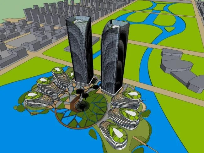 Sketchup Complex Model | Super high-rise commercial complex, office building, modern style