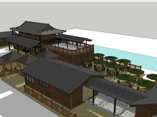 Sketchup Hotel Model | Multi story Hotel, Chinese Style
