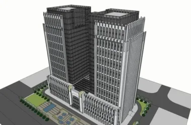 Modern High-Rise Hotel Model in SketchUp-BIM WORLD