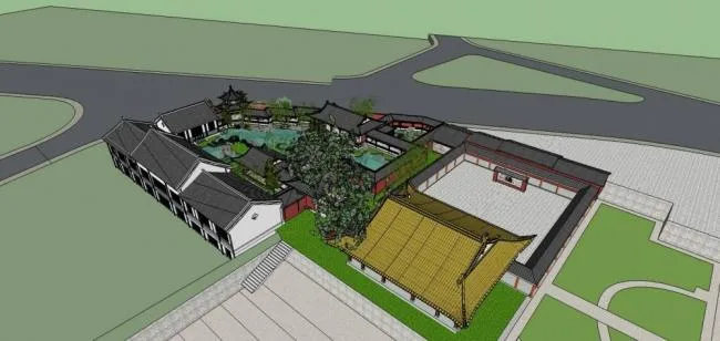 Sketchup Ancient Architecture Model | Chinese Garden, Landscape