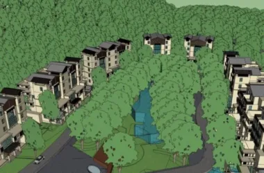 Modern Multi-Row Villa Model with Hot Spring Area in SketchUp-BIM WORLD