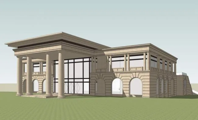 Sketchup Business Model | Multi story clubhouse, sales office, neoclassical style, commercial building