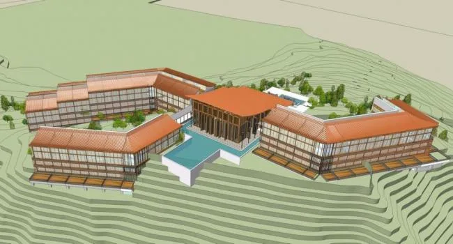 Sketchup Hotel Model | Hilltop Resort Hotel Cluster, New Chinese Style, Multi story Hotel