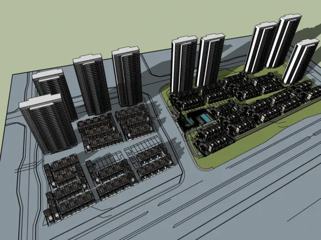 Sketchup Residential Model | High rise residential complex, modern style, residential building
